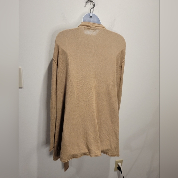 Peruvian Connection Size L Linen/cotton Blend Tan Ooen Front Cardigan - Picture 5 of 8
